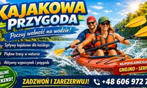 Para w kajaku na rzece krzna, poczuj wolność na wodzie! Spływy kajakowe, piękne trasy i aktywny wypoczynek. Zadzwoń i zarezerwuj!