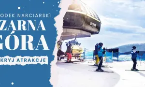 Odkryj atrakcje Czarnej Góry! Narciarze czekają na wyciąg, by cieszyć się zimowymi sportami na stoku.