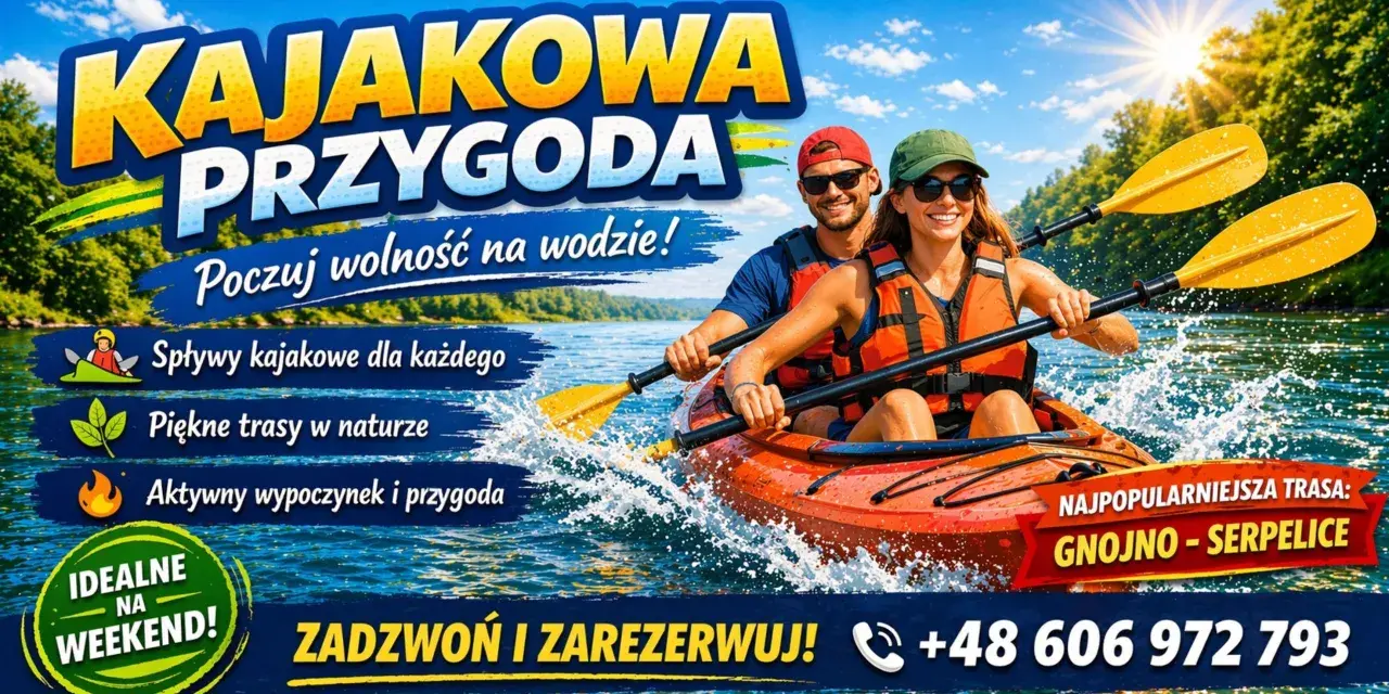 Para w kajaku na rzece krzna, poczuj wolność na wodzie! Spływy kajakowe, piękne trasy i aktywny wypoczynek. Zadzwoń i zarezerwuj!